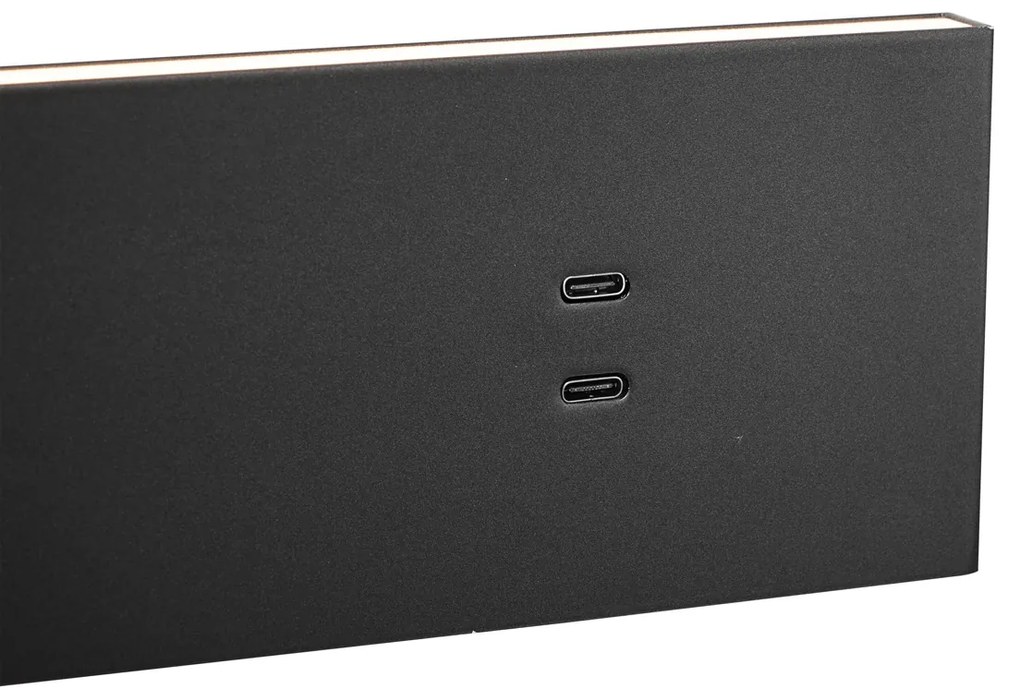 Lampă de perete modernă neagră reglabilă cu USB-C incl. LED - Modric