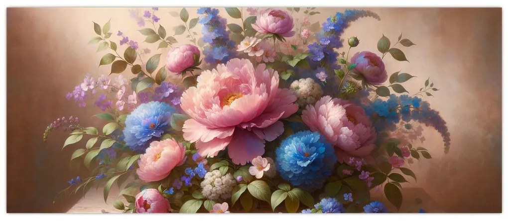 Tablou - Masă plină de flori (120x50 cm)