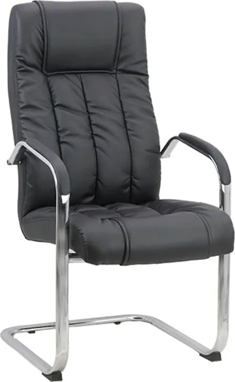 Scaun vizitator negru OFF 8115 din piele sintetică și cadru cromat tip sanie