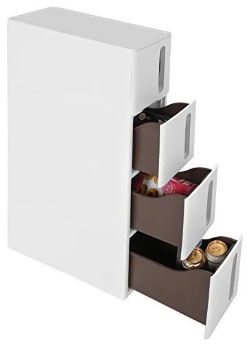 Dulap de depozitare cu sertare, Songmics, Alb/Maro, 45 x 17 x 83 cm, KFR08WT