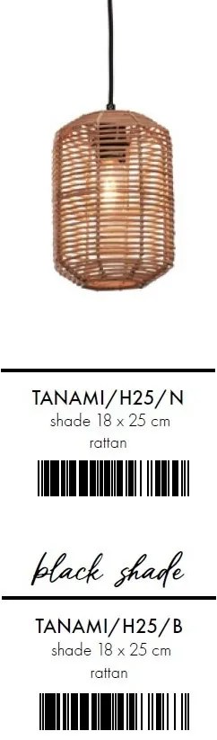 Lustra/Pendul eco din ratan Tanami tube S, bl