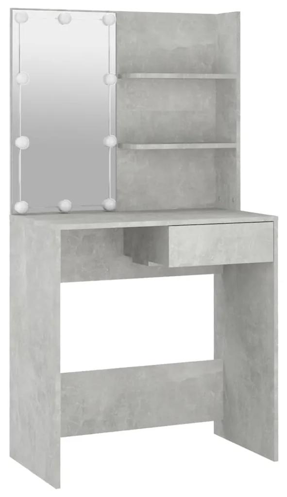Set masuta de toaleta cu LED, gri beton, lemn prelucrat Gri beton, 74.5 x 40 x 141 cm