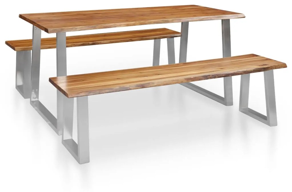 277788 vidaXL Set mobilier de bucătărie, 3 piese, maro, lemn masiv de acacia