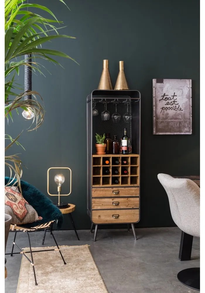 Dulap vinotecă din lemn Dutchbone Vino