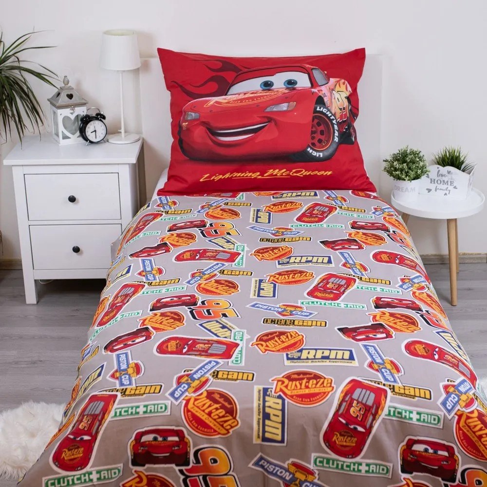 Lenjerie de pat pentru copii roșie din bumbac pentru pat de o persoană 140x200 cm Cars "Legend" – Jerry Fabrics