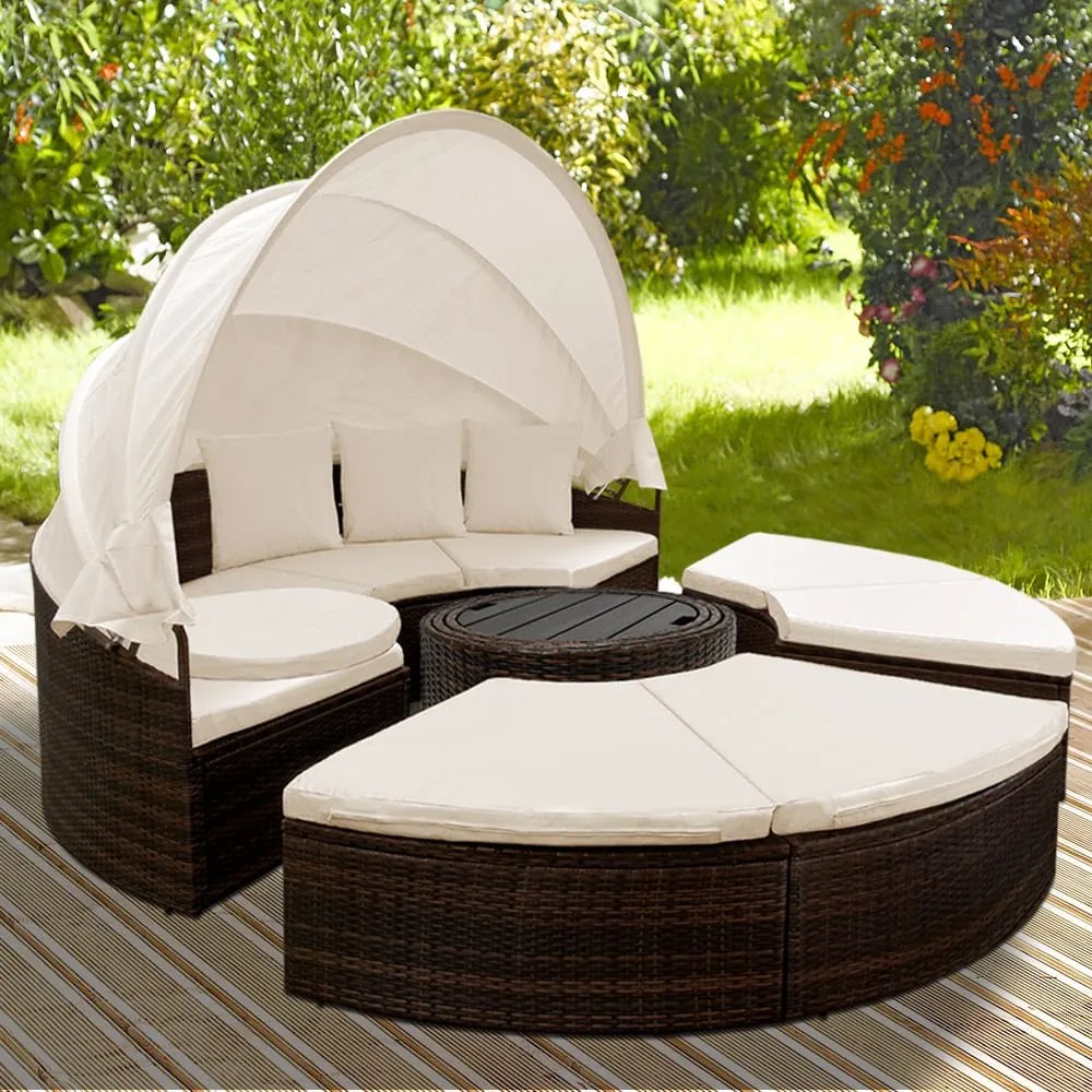 Deuba Pat de gradina ratan LAZY - maro 186 cm