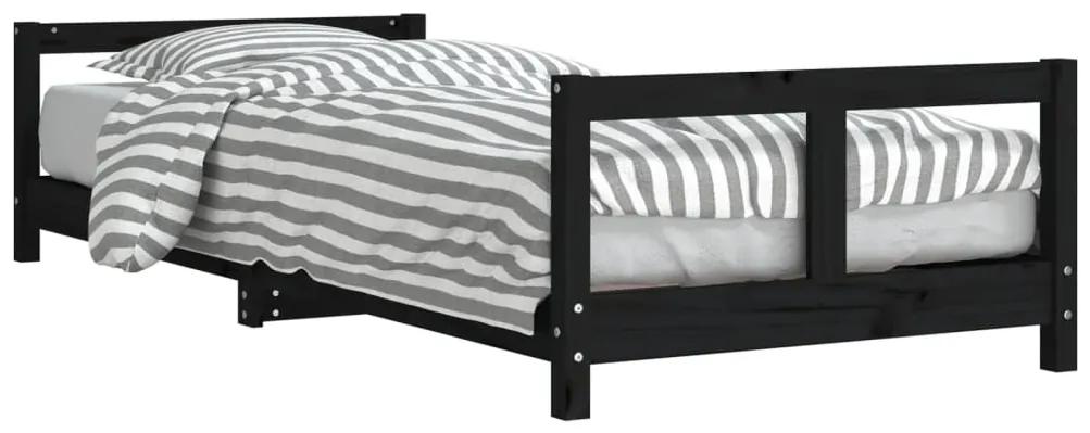 834422 vidaXL Cadru de pat pentru copii, negru, 80x200 cm, lemn masiv de pin