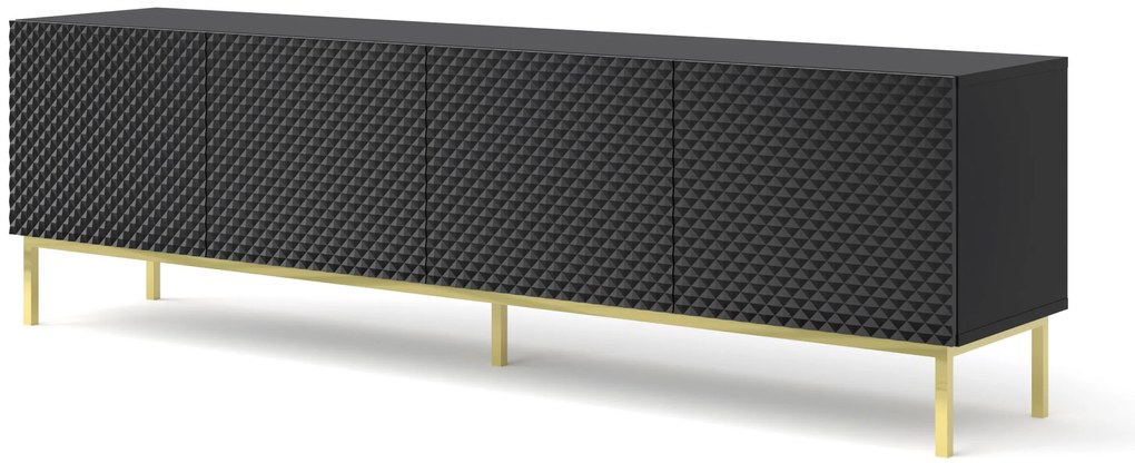 Masă TV C 4D 200 Rowanna (Negru lucios + Auriu). 1125032