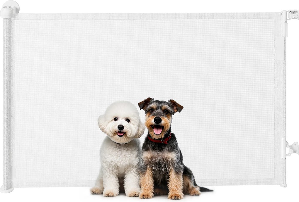 PawHut Barieră de protecție pentru scări Poartă de protecție pentru uși Extensibilă 0-140 cm cu operare cu o singură mână pentru animale de companie pentru scări uși Alb | Aosom Romania