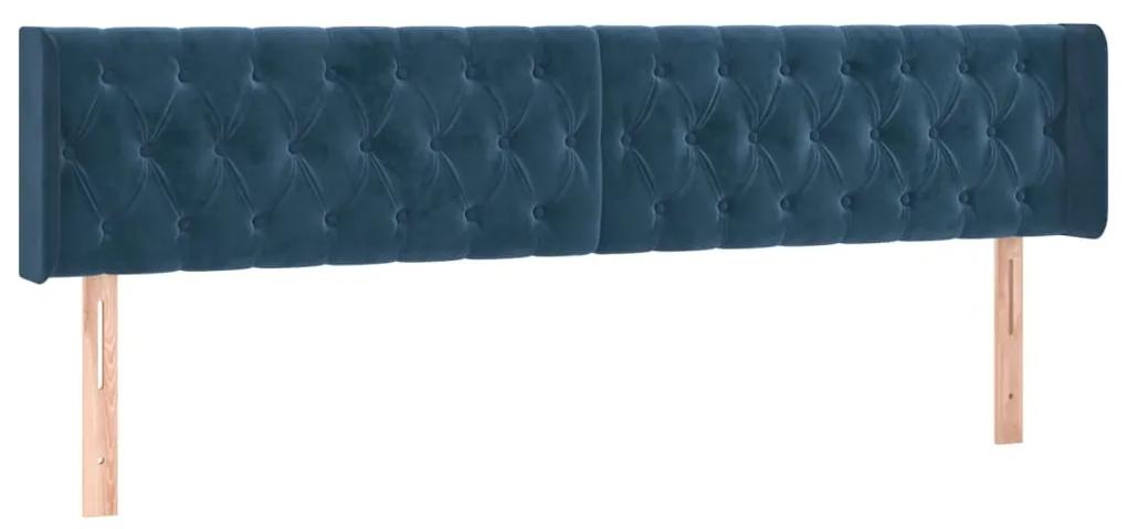 346394 vidaXL Tăblii de pat, 2 buc, albastru închis, 100x7x78/88 cm, catifea