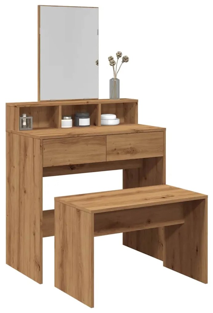 vidaXL Taburet de toaletă Stejar artizanal 70x35x45 cm Lemn prelucrat