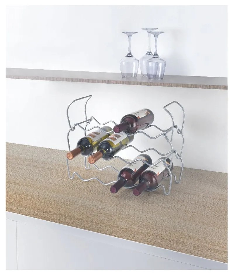 Suport cu 3 nivele pentru 12 sticle de vin Metaltex Wine, lungime 45 cm