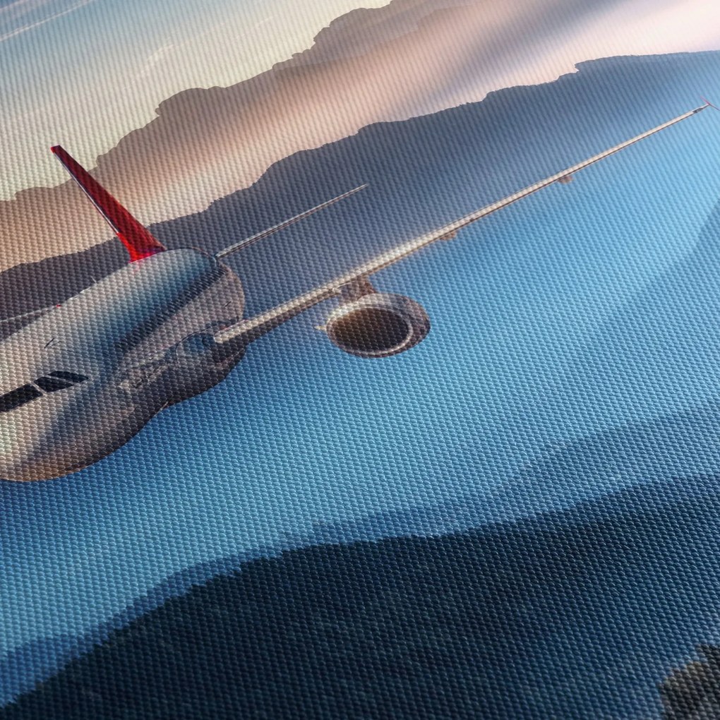 Tablou - Avion peste crestele montane (120x50 cm)