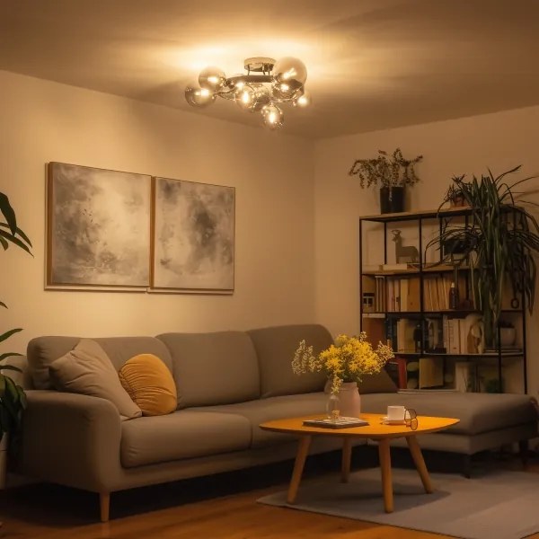 Brilagi - Lustră LED aplicată MILLA 10xG9/3W/230V crom negru/fumuriu