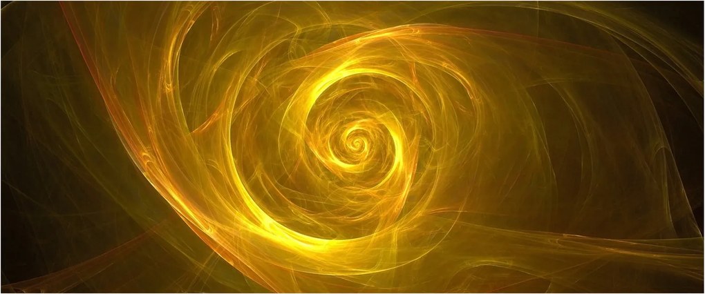 Tabloul cu spirala abstractă în galben (120x50 cm)