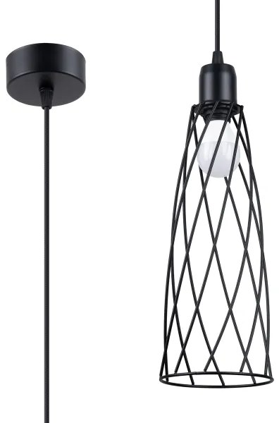 Lustră pe cablu Sollux SL.1165 SUBA 1xE27/15W/230V negru