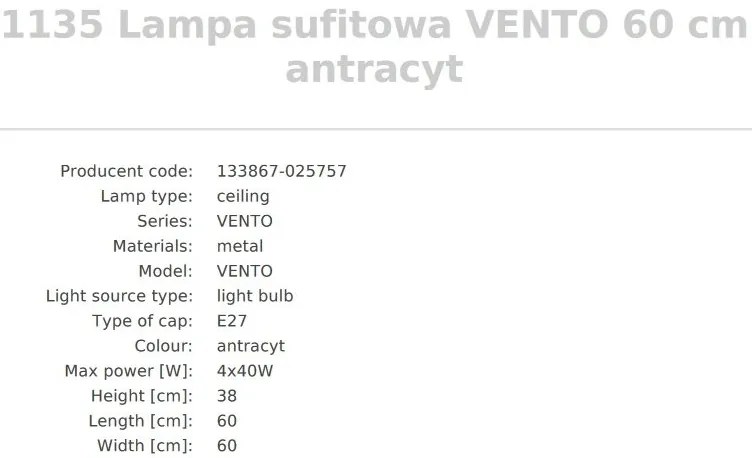 Plafoniera design modern Vento negru