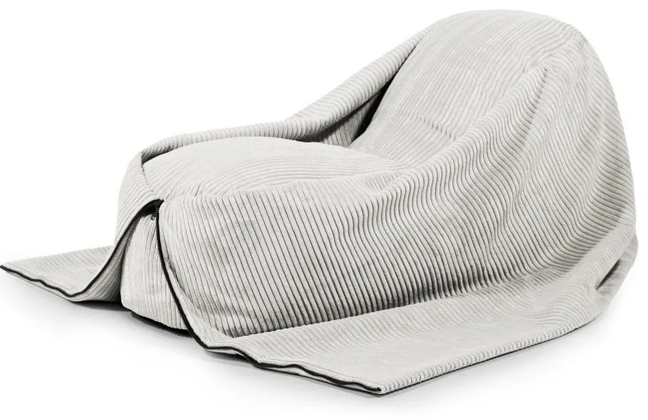 Fotoliu puf pentru copii crem cu tapițerie din catifea reiată Cocoon 120 – SLOWDOWN