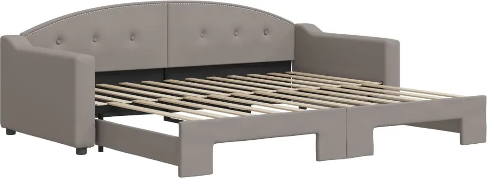 vidaXL Pat de zi cu extensie, gri taupe, 90x200 cm, textil
