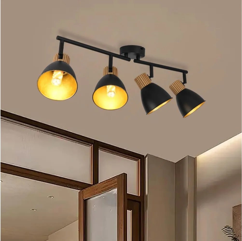 Brilagi - Plafonieră cu spoturi ODENSE 4xE14/10W/230V lemn/negru