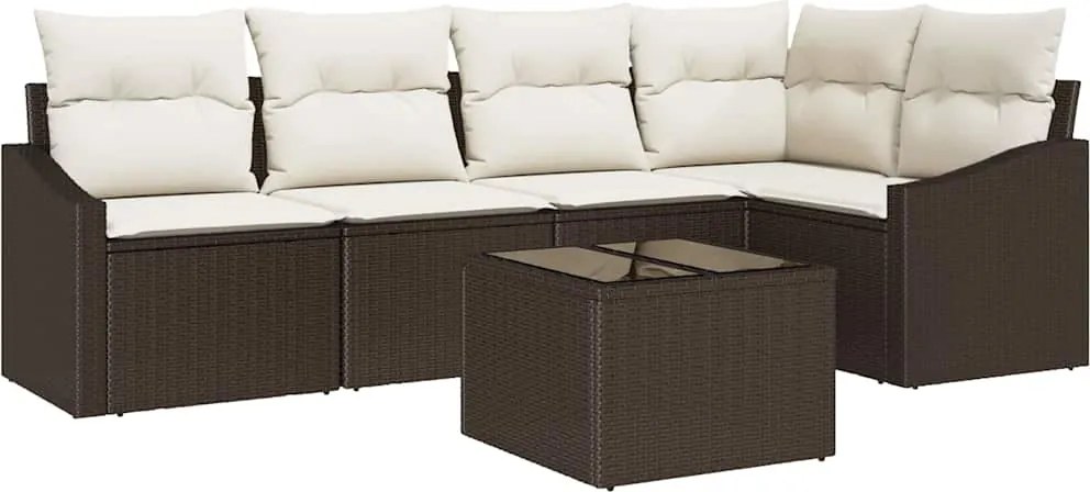 vidaXL Set de canapele pentru grădină 6 pcs Maro și Crem poliratan