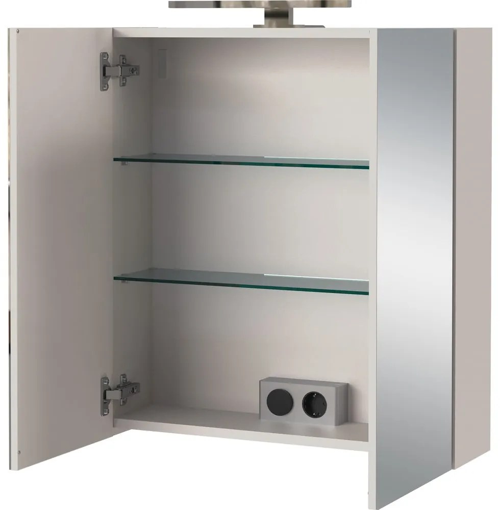 Dulap de baie crem suspendat, cu oglindă 60x71 cm Arcena – Germania