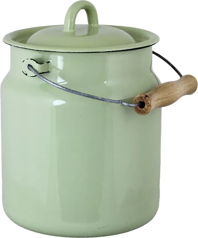 Bidon de lapte vintage din oțel emailat, verde, Ø16×H22,5 cm, 3L, „Emil's Enamel Green"