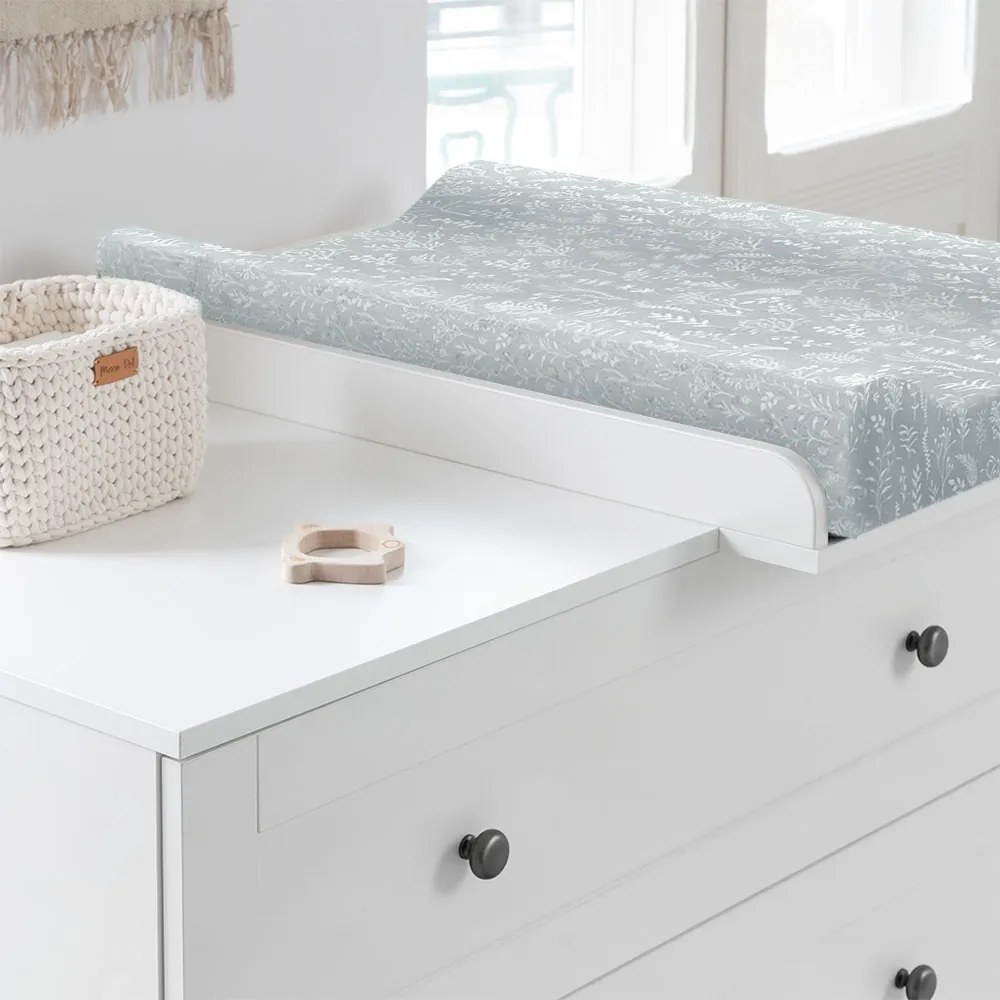 Saltea din spuma pentru masa de infasat din lemn, atasabila la patut bebe, 120x60 si 140x70 cm, impermeabila cu margini de protectie, Boho by Woodies