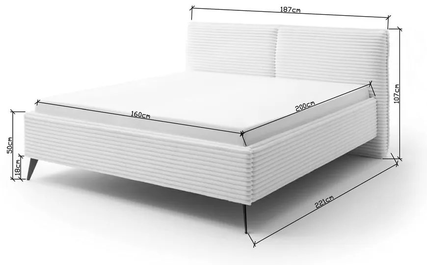 Pat matrimonial bej tapițat fără somieră 160x200 cm Matera – Meise Möbel