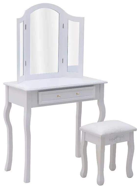 Masa de toaleta White Elegance din lemn 80 cm x 40 cm x 135 cm