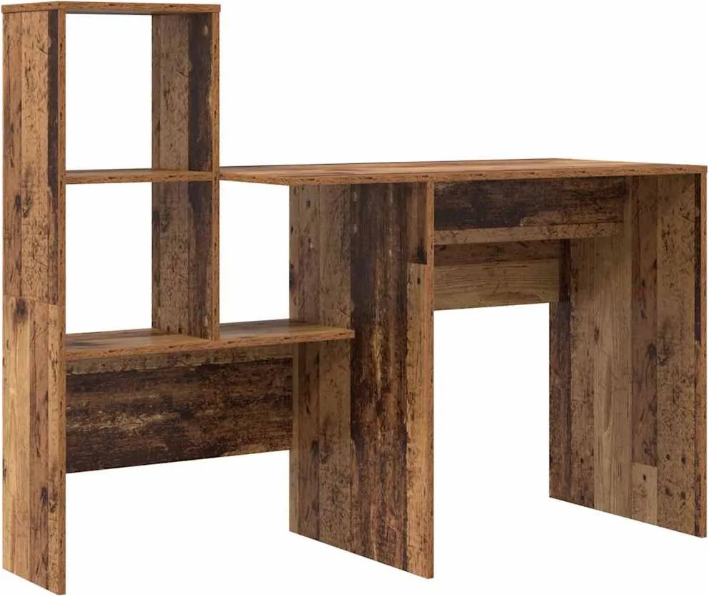vidaXL Birou cu raft Lemn Vechi 131,5 x 50 x 106,5 cm Lemn compozit