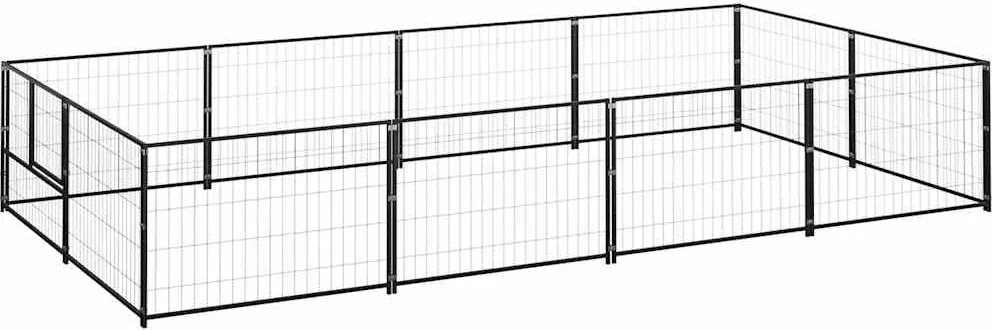 vidaXL Padoc pentru câini, negru, 8 m², oțel