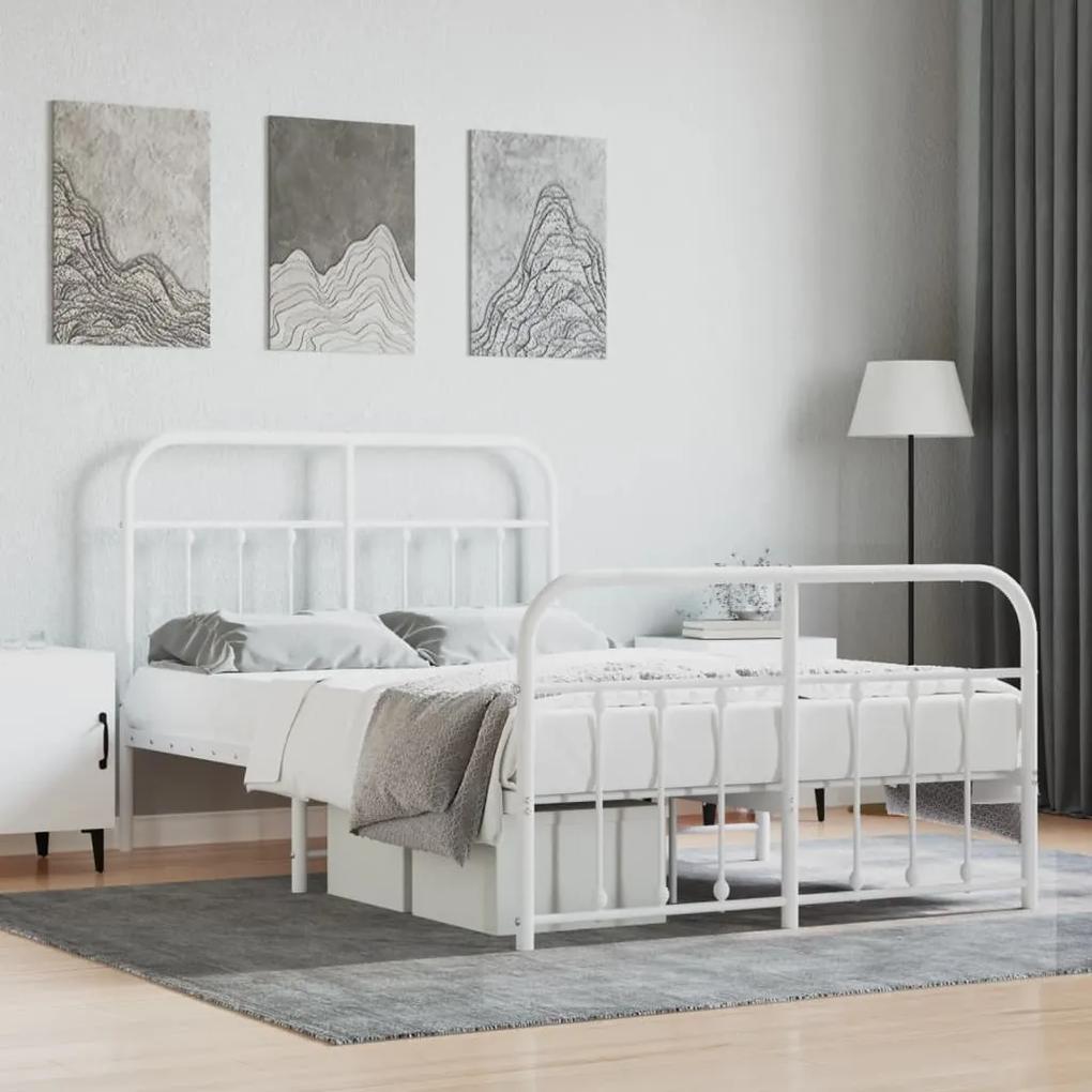 352643 vidaXL Cadru de pat metalic cu tăblie, alb, 120x200 cm