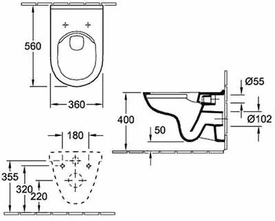 Set vas WC suspendat Villeroy & Boch, O.Novo, direct flush, cu capac soft close si quick release, alb alpin