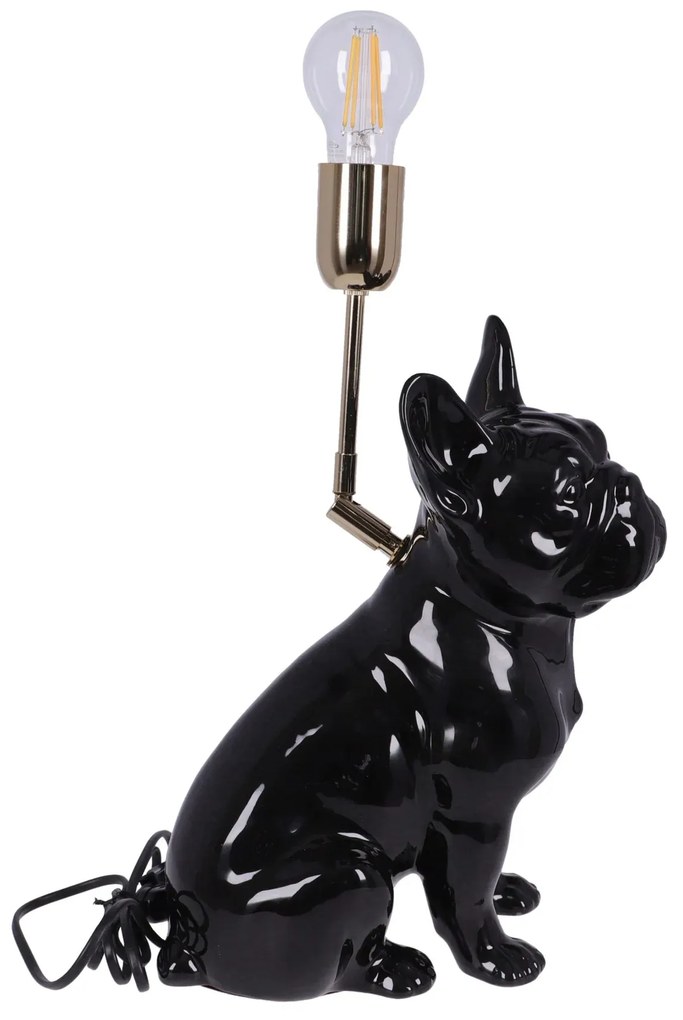 Lampa ceramica Bulldog Negru lucios h 35 cm