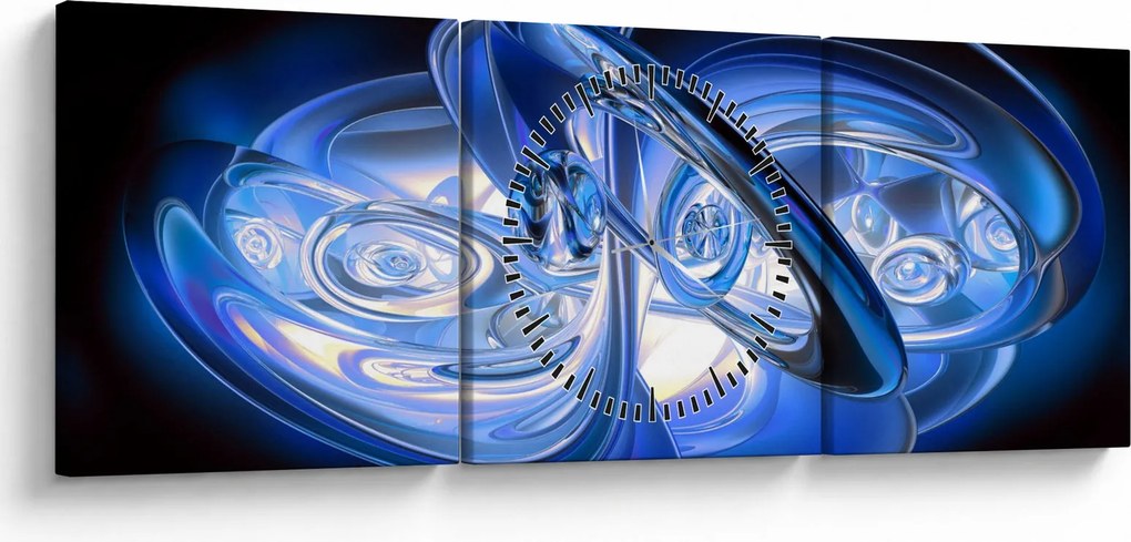 Tabloul abstract albastru (cu ceas) (90x30 cm)