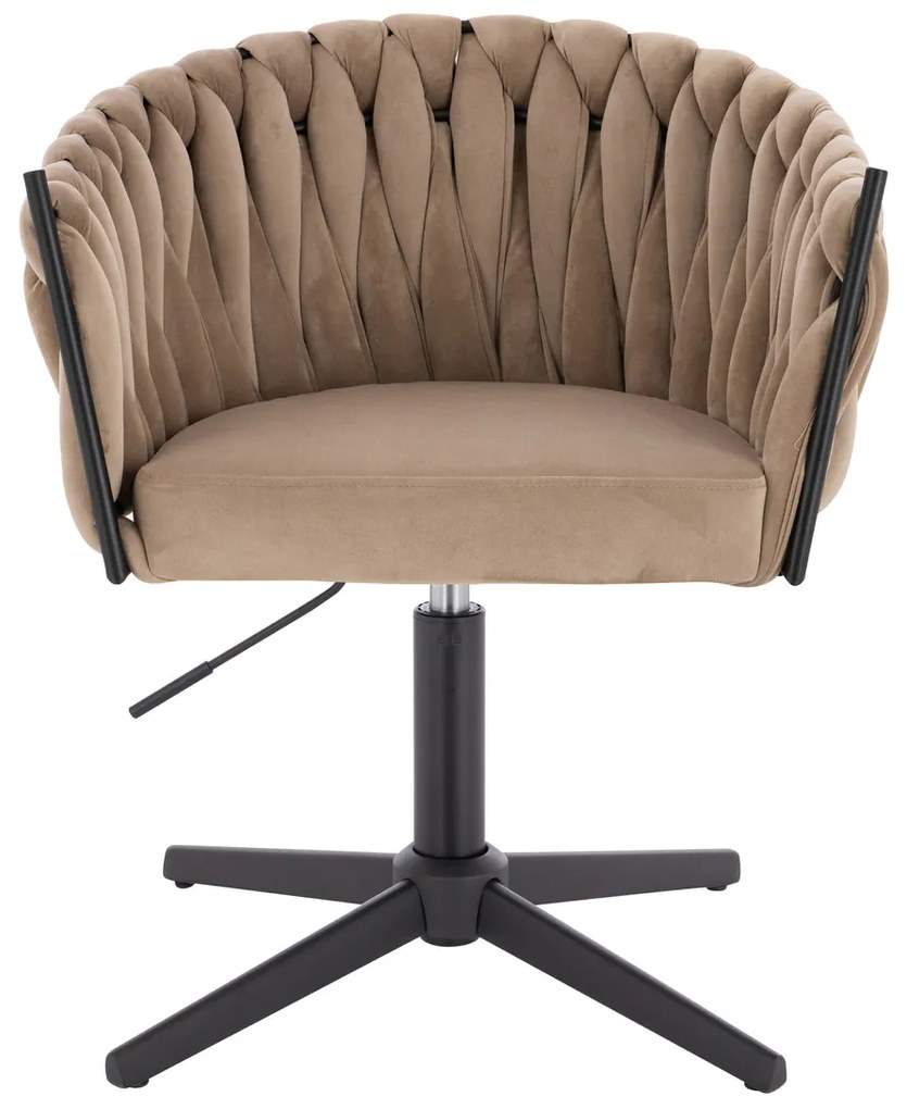 HR750CROSS Scaun Latte din Catifea cu Bază Neagră