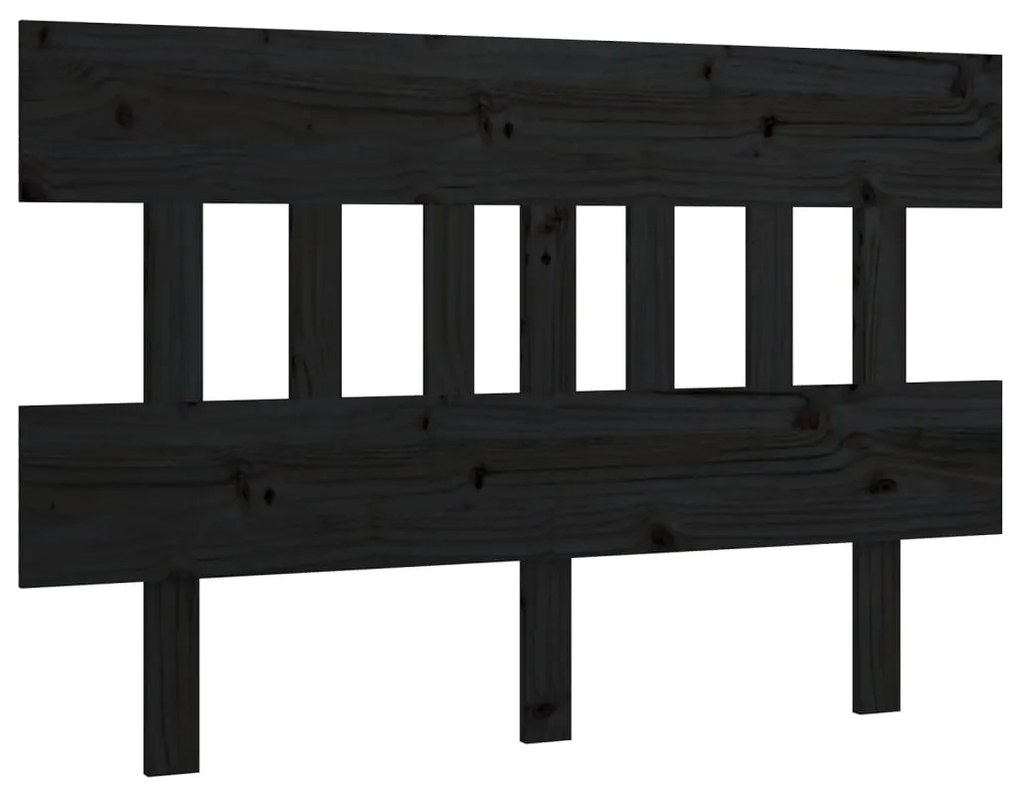 819144 vidaXL Tăblie de pat, negru, 203,5x3x81 cm, lemn masiv de pin