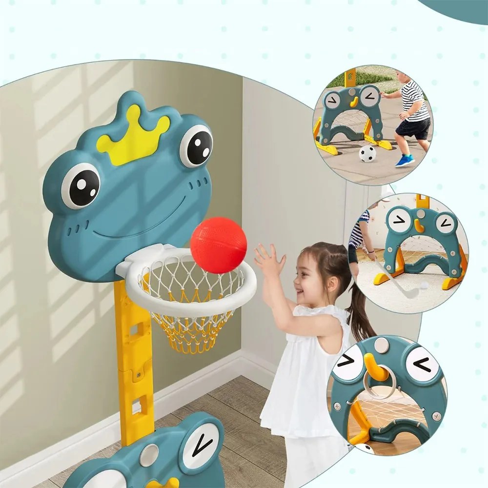 Panou de baschet 4 în 1 cu înălțime reglabilă și joc de aruncare inele, portocaliu