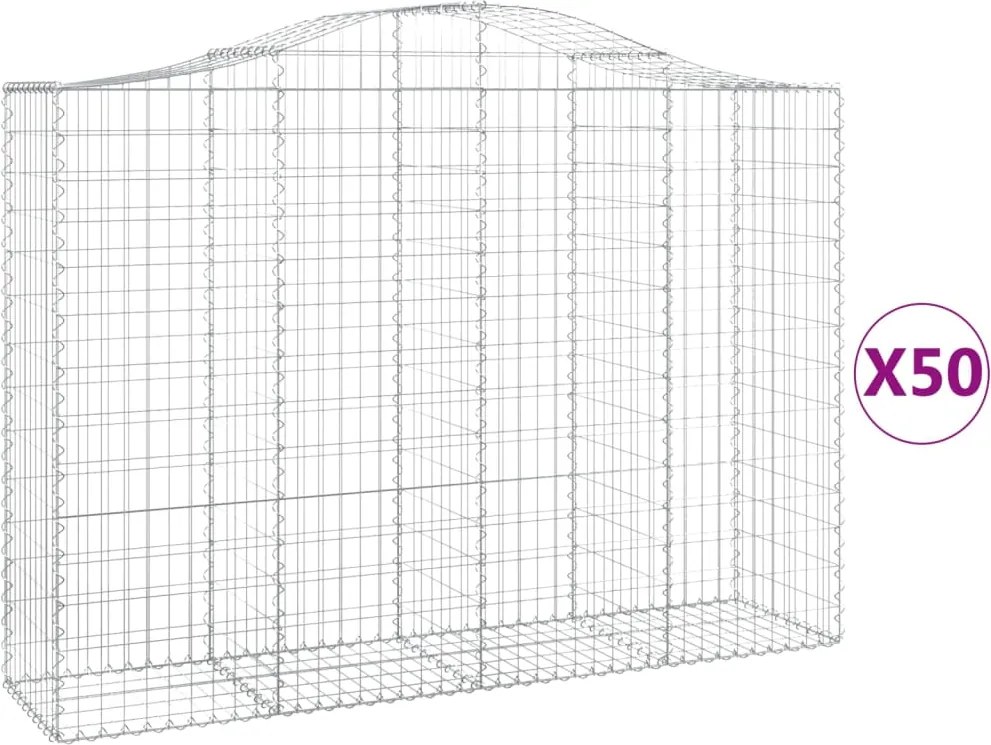 vidaXL Coșuri gabion arcuite 50 buc, 200x50x140/160cm, fier galvanizat
