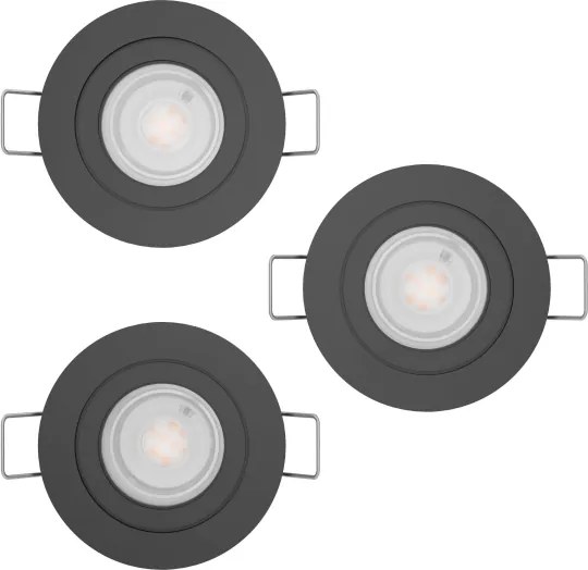 Eglo 902237 - Set 3x spoturi LED încastrate pentru baie BARRANCO, 1x GU10/4,5W/230V, IP44, negru