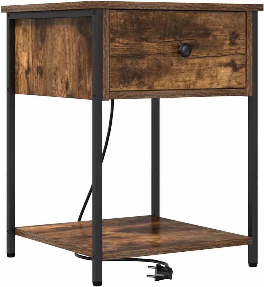 vidaXL Dulap de noapte Stejar fumuriu 42 x 41 x 56 cm Lemn compozit