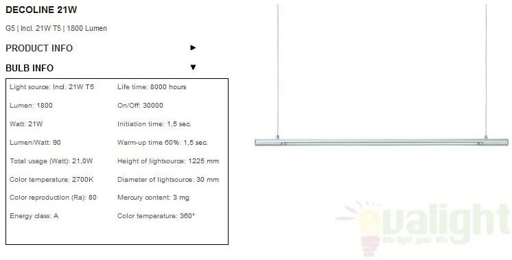 Pendul modern neon G5 21W Decoline 27526101NL