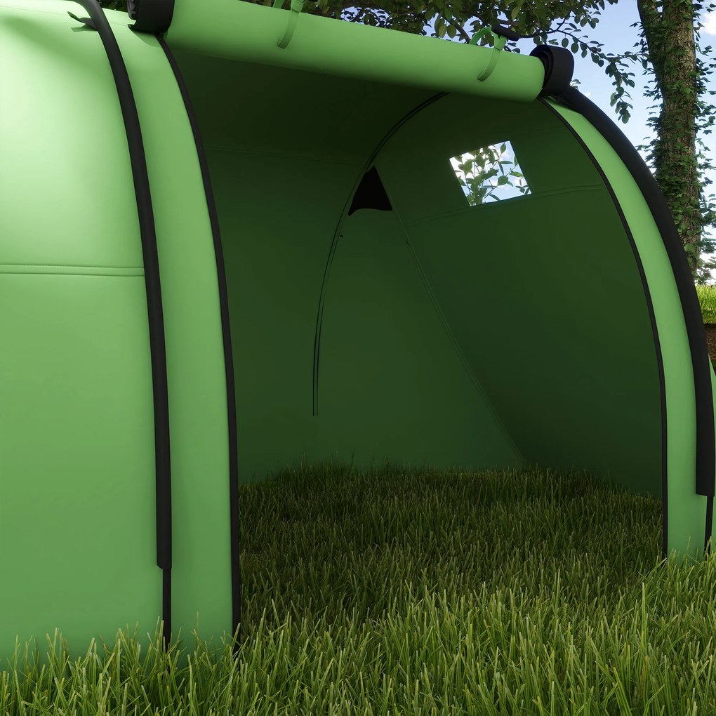 Outsunny Cort de camping pentru 3-4 persoane, stabil, impermeabil, cort familial cu dormitor și zonă de zi, rezistență la apă 3000 mm, Verde închis | Aosom Romania