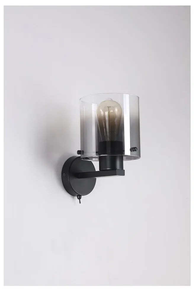 Aplica de perete moderna Sweden 1L negru, fumuriu