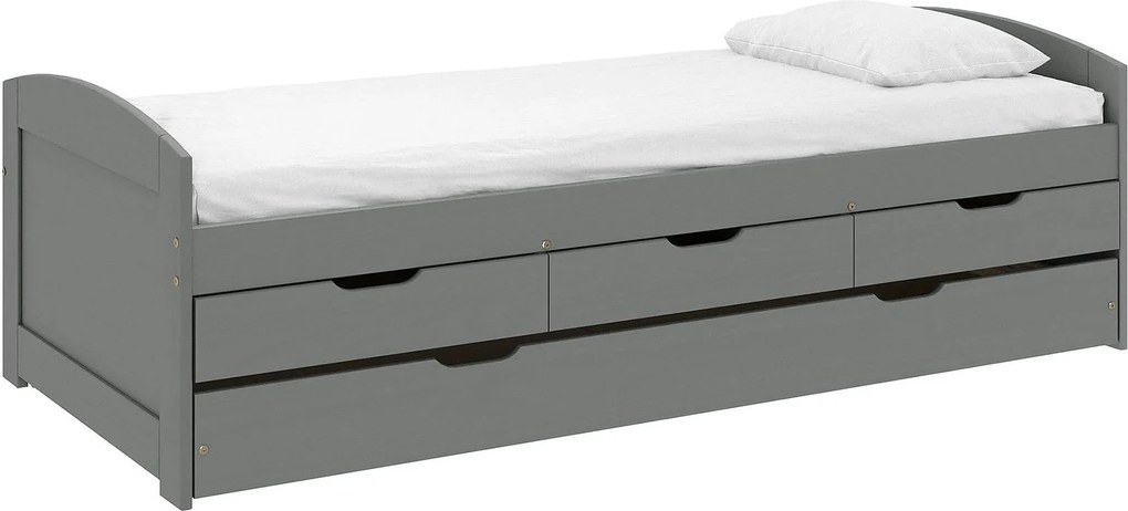 Pat extensibil MARINELLA NEW 90x200, gri, lemn/metal, cu somiera si se
