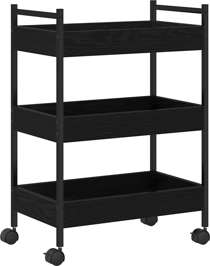 vidaXL Troler de Bucătărie Stejar negru 50 x 30 x 70 cm Lemn compozit
