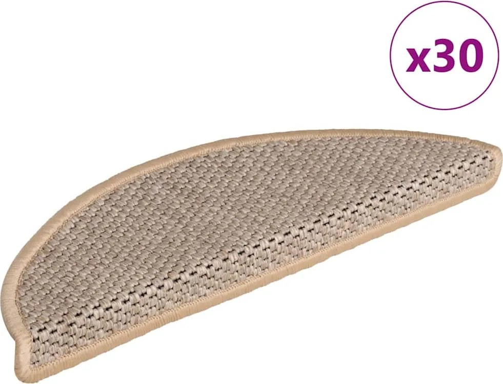 vidaXL Covorașe de scară autoadezive aspect sisal 30 buc. Bej deschis