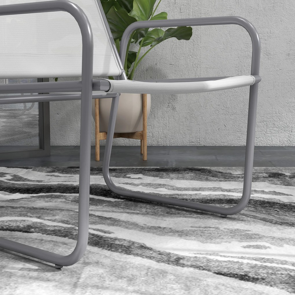 Outsunny Set mobilier de grădină 3 piese, 2 scaune cu tapițerie din material respirabil, 1 măsuță rotundă Ø60 cm, Gri deschis | Aosom Romania