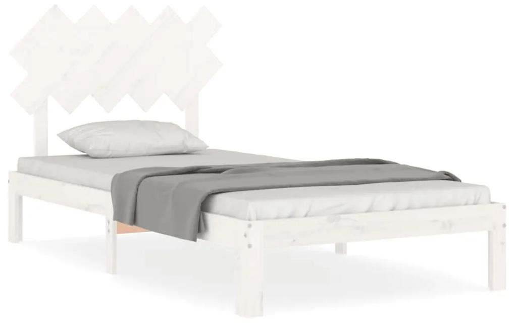 3193717 vidaXL Cadru de pat cu tăblie, alb, 100x200 cm, lemn masiv